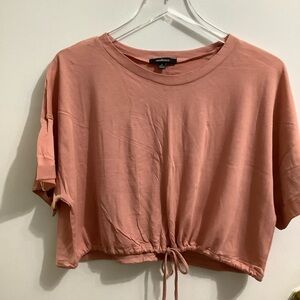 Ambience Cropped Short Sleeve drawstring waist Top size L (0099)